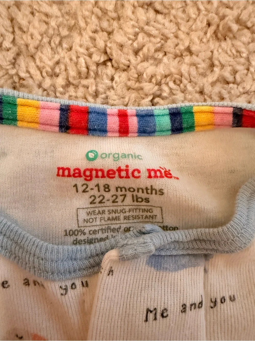 Magnetic Me White Footed One-Piece with Blue Trim and Pastel Print - Picture 3 of 3